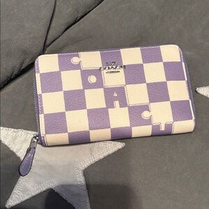 Coach Lavender and Cream Checkered Wallet